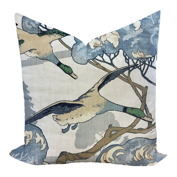 Flying Ducks in Blue by Mulberry Home Pillow Cover