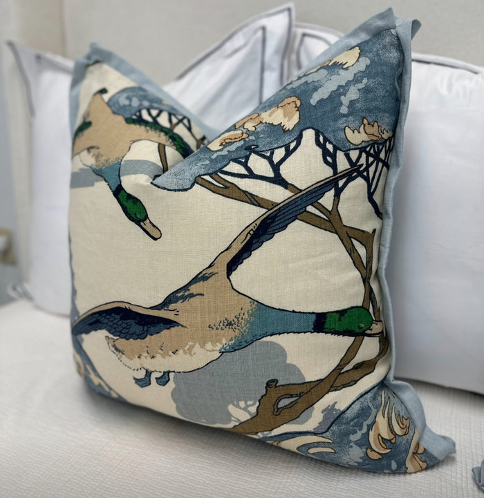 Flying Ducks in Blue by Mulberry Home Pillow Cover