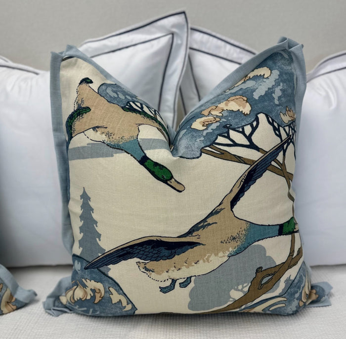 Flying Ducks in Blue by Mulberry Home Pillow Cover