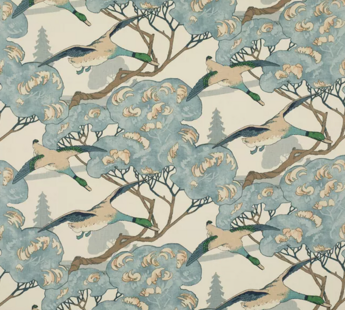 Flying Ducks in Blue by Mulberry Home Pillow Cover