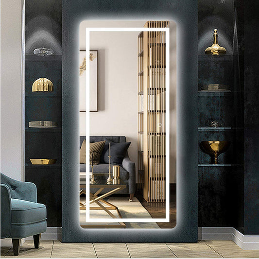 Full Length Mirror Wall Mounted Lighted Dressing Make Up Mirror Bathroom/Bedroom/Living Room/Dining Room/Entry Dimmer Touch Switch