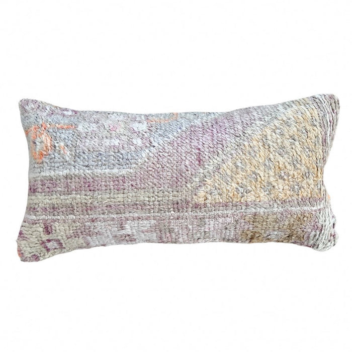 Handmade traditional Turkish oushak pillow cover made with vintage rugs 12x24 pastel