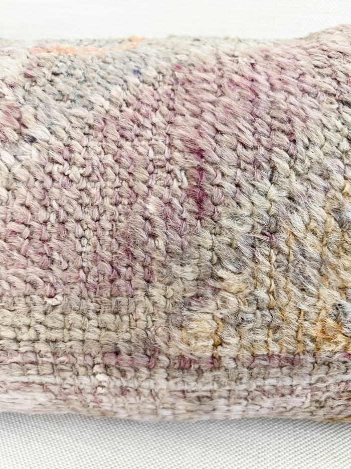 Handmade traditional Turkish oushak pillow cover made with vintage rugs 12x24 pastel