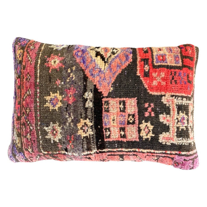 Handmade traditional Turkish oushak pillow cover made with vintage rugs 16x24 scandanavian eclectic boho decor
