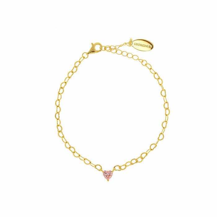 Georgini Bracelet Georgini Sweetheart Heart Chain Bracelet Pink Gold Brand