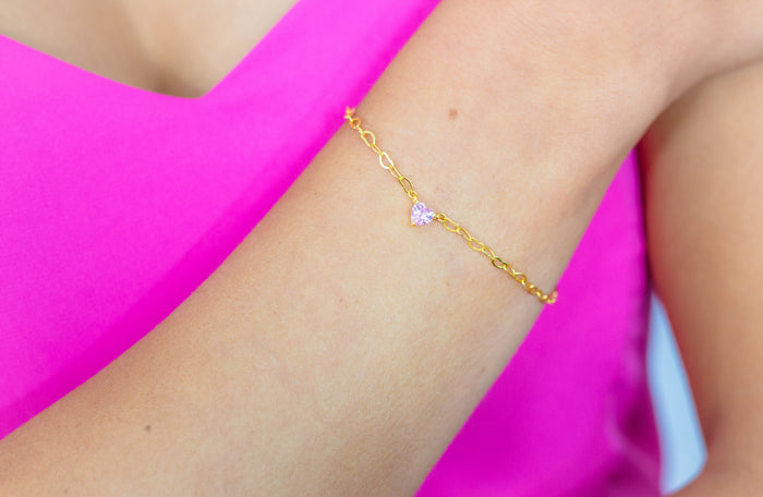 Georgini Bracelet Georgini Sweetheart Heart Chain Bracelet Pink Gold Brand