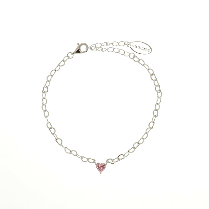 Georgini Bracelet Georgini Sweetheart Heart Chain Bracelet Pink Silver Brand
