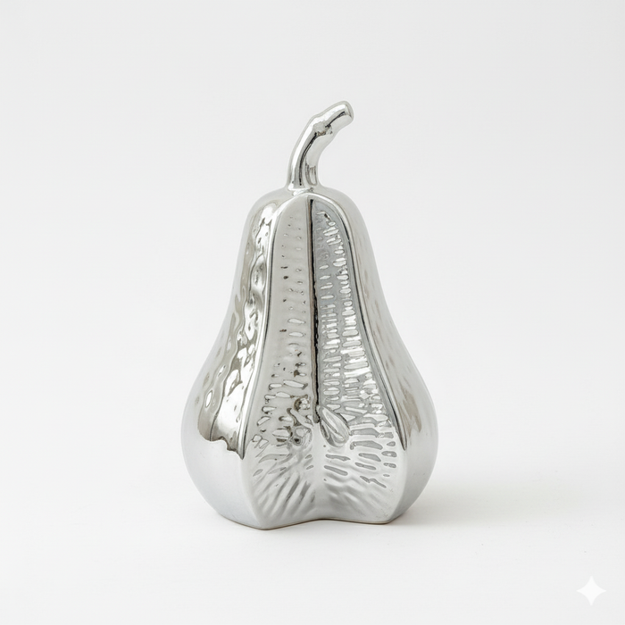 Gold ceramic pear sculpture decorative fruit figurine for home décor centerpiece