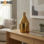 Gold Metallic Ceramic Vase – Modern Luxury Decorative Table Vase