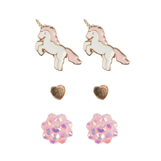 Great Pretenders Unicorn Studded Earrings Set 3 Pr