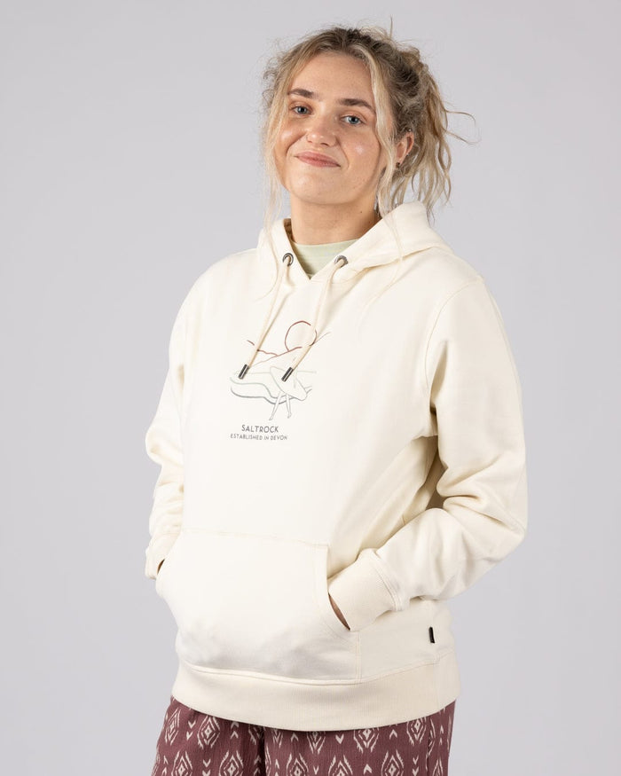 Happy Place Devon Womens Pop Hoodie in Cream