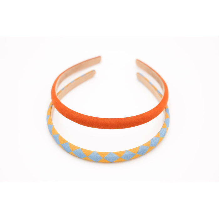 Headbands Set of 2 - Checks Laguna + Wheat
