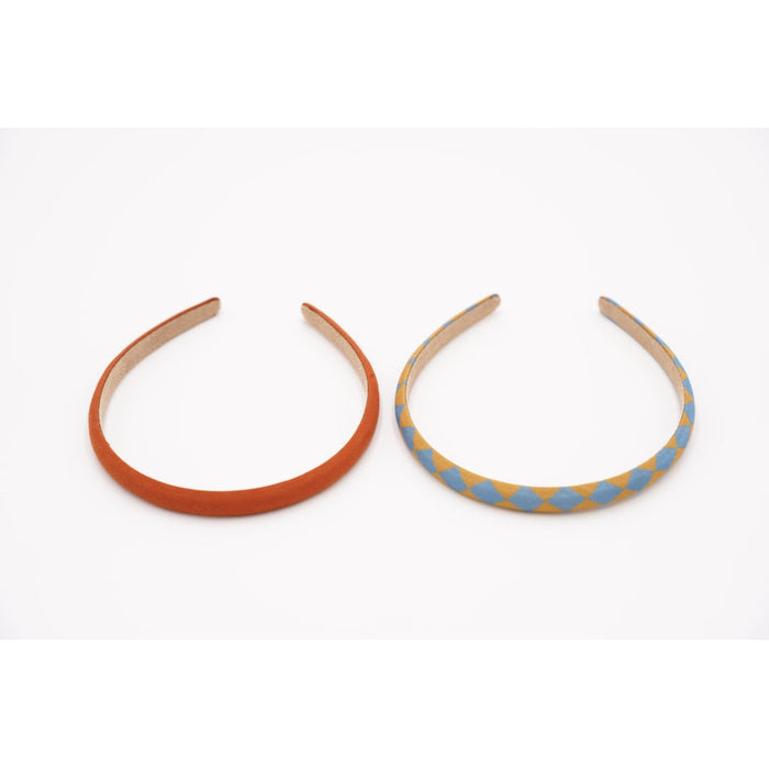Headbands Set of 2 - Checks Laguna + Wheat