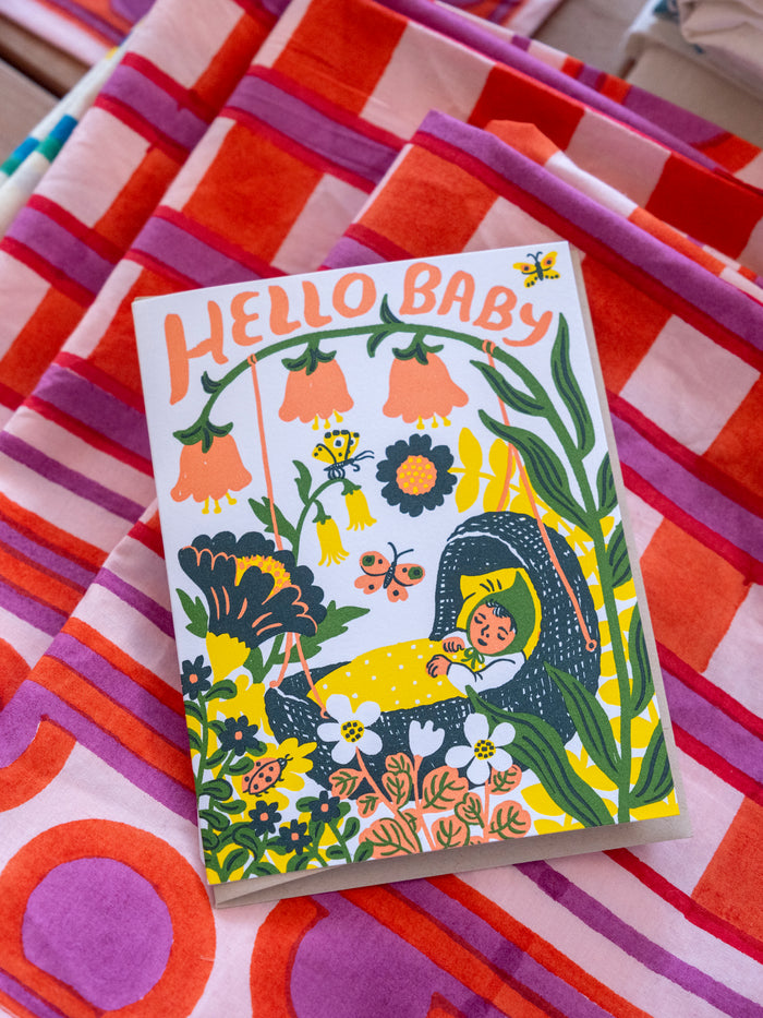 Hello Baby Yellow Bassinet Card