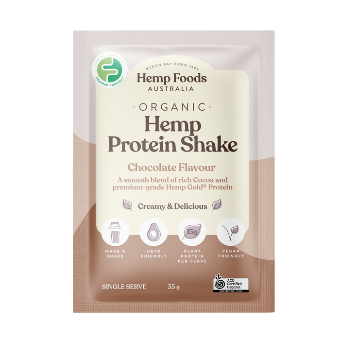 Hemp Foods Aus Organic Hemp Protein Shake Chocolate - 7 x 35g Sachets - L'Organic