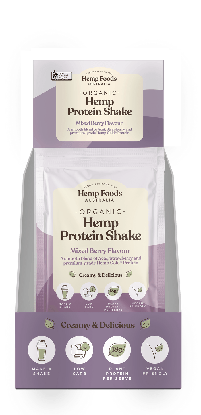 Hemp Foods Aus Organic Hemp Protein Shake Mixed Berry - 7 x 35g Sachet - L'Organic
