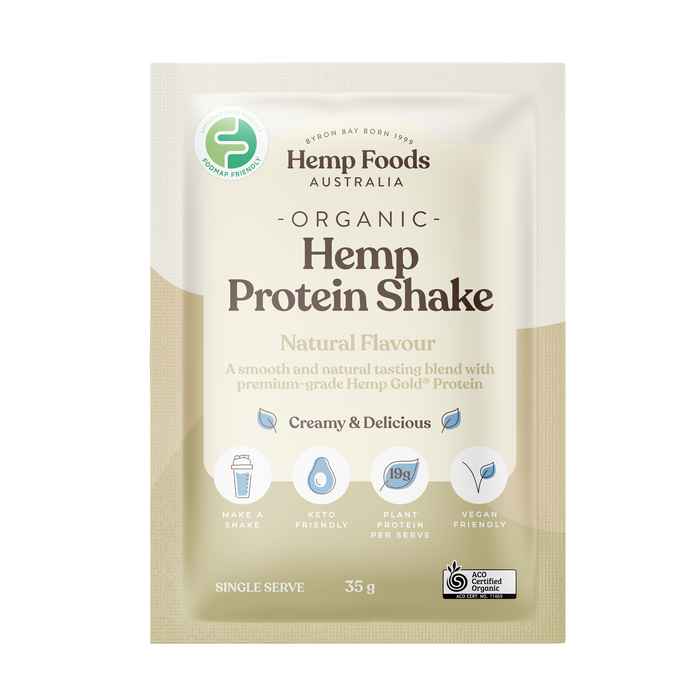 Hemp Foods Aus Organic Hemp Protein Shake Natural - 7 x 35g Sachets - L'Organic