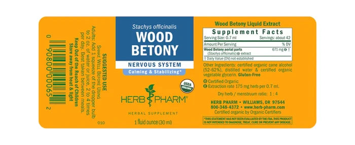 Herb Pharm® Wood Betony - 1 oz