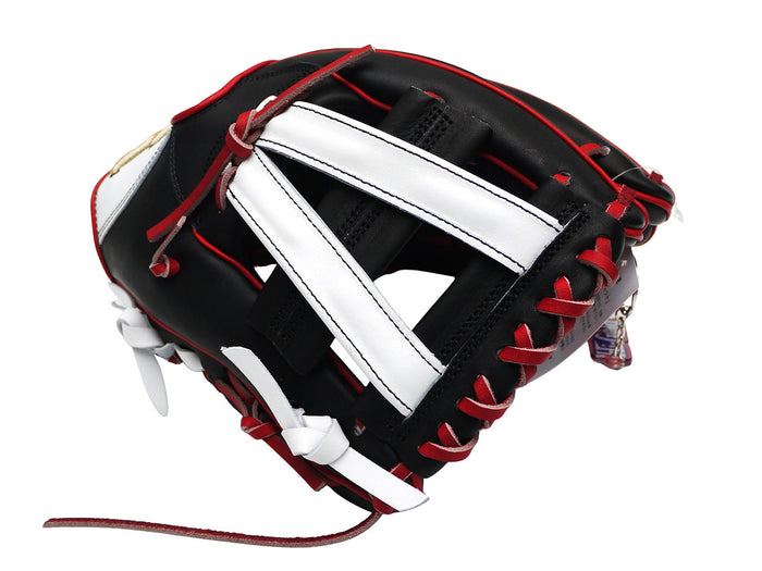 HI-GOLD Pro Model Japan Steerhide 11.5 inch Infielder Glove - Black/Red