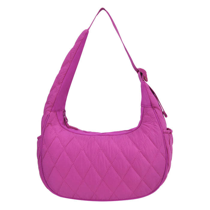 Hot Pink Quilted Puffer Shoulder Bag