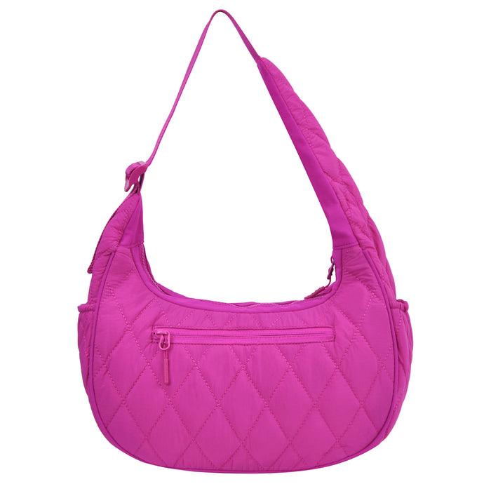 Hot Pink Quilted Puffer Shoulder Bag