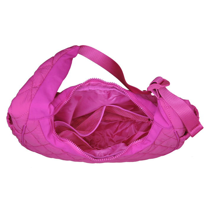 Hot Pink Quilted Puffer Shoulder Bag