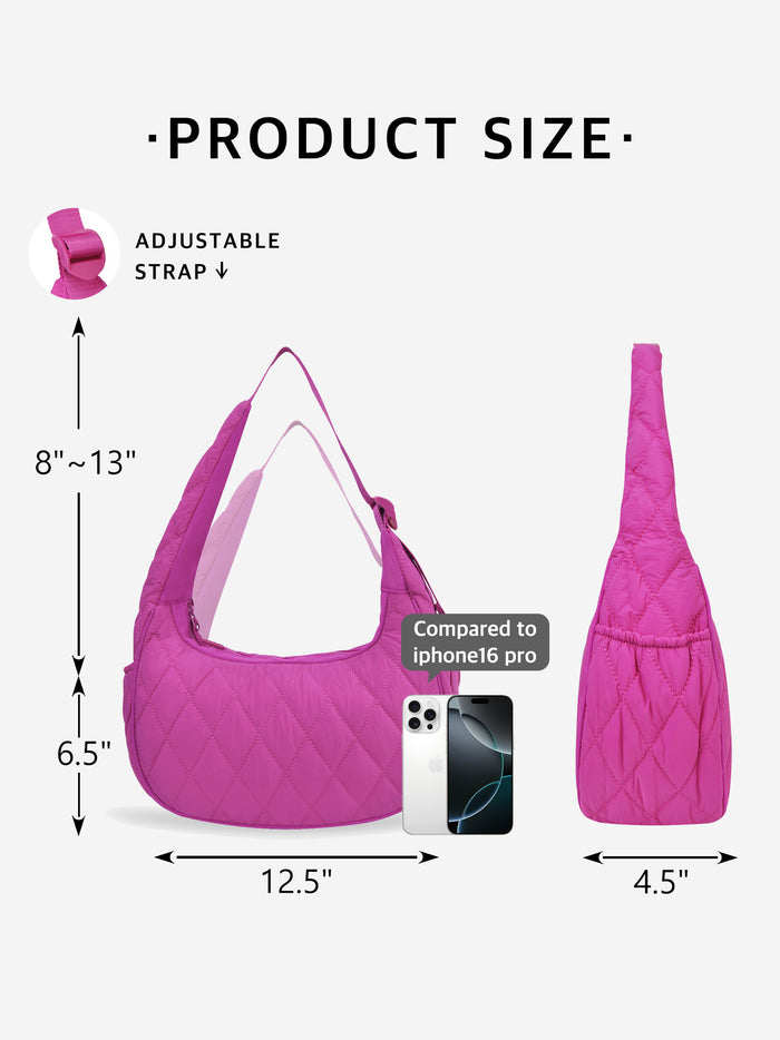 Hot Pink Quilted Puffer Shoulder Bag