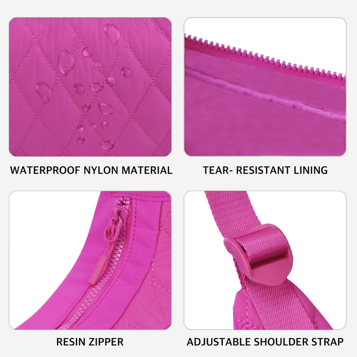 Hot Pink Quilted Puffer Shoulder Bag