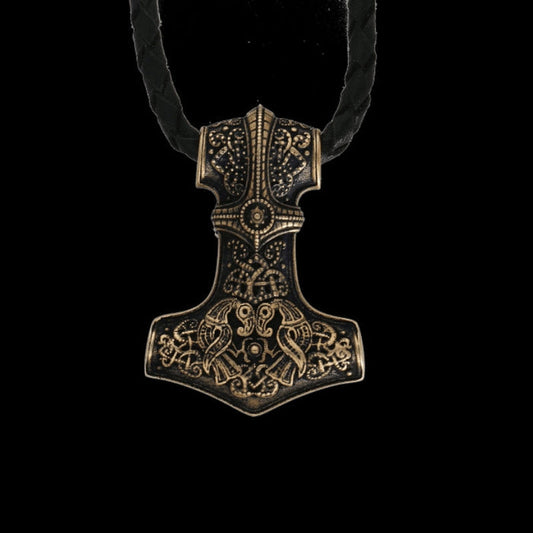 vkngjewelry Pendant Mjolnir Bronze Hugin & Munin [Large]
