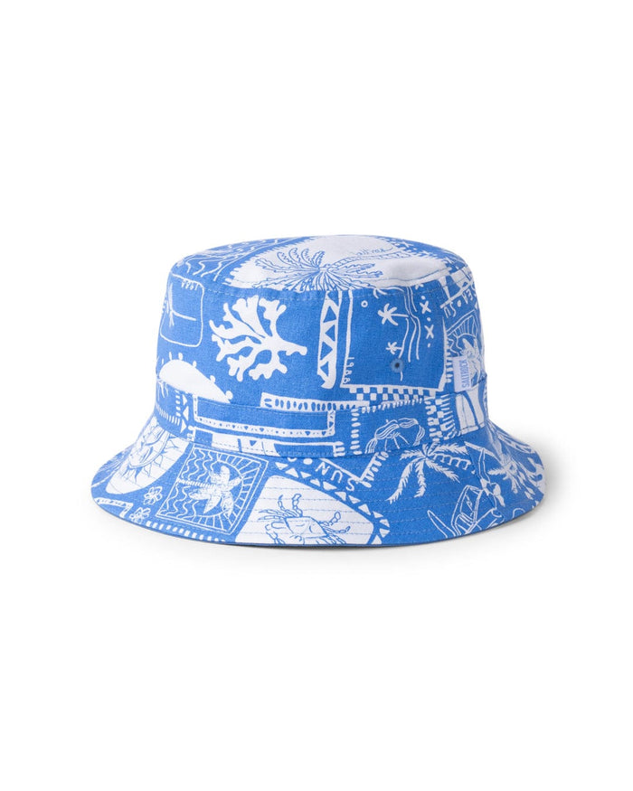 Island Tiles Canvas Bucket Hat in Bright Blue