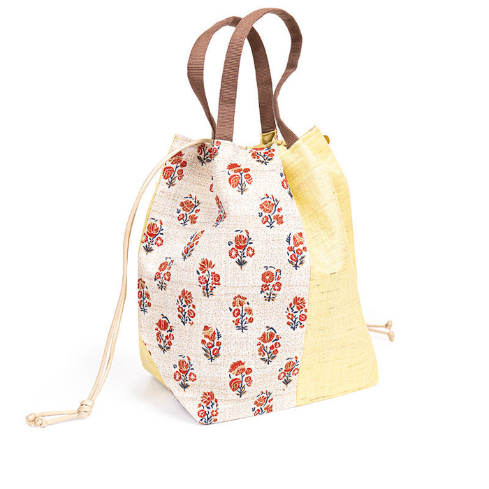 Japanese Kinchaku Bag Handwoven Linen Sarasa