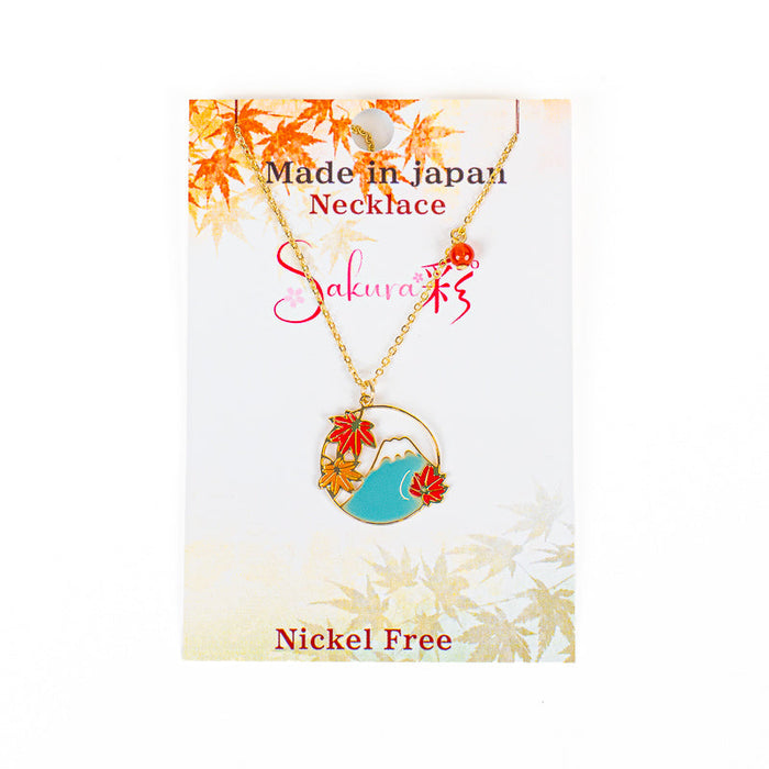 Japanese Pendant Necklace – Mount Fuji & Momiji