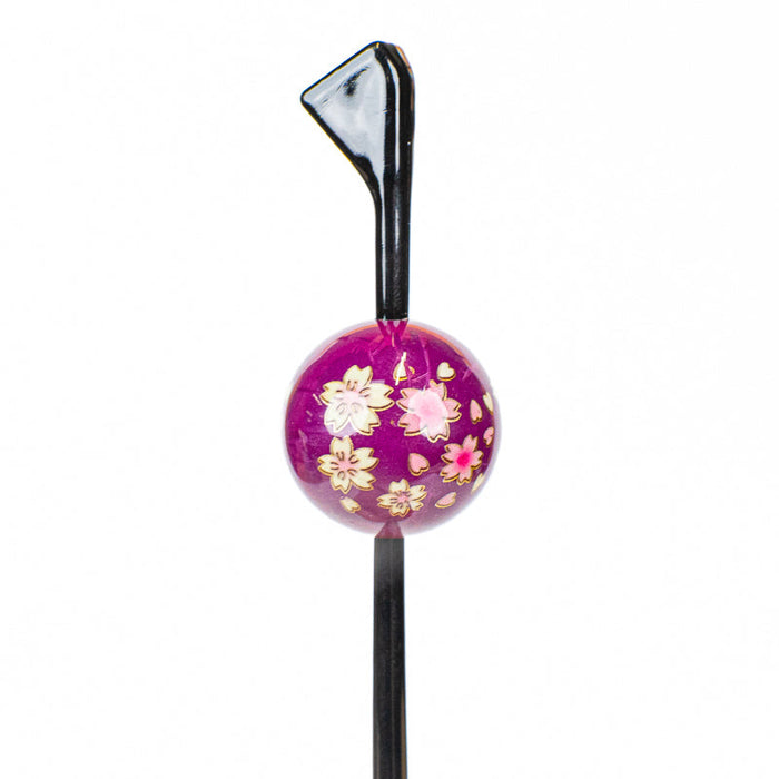 Japanese Tama Kanzashi Hairpin – Purple Ukidama Ball