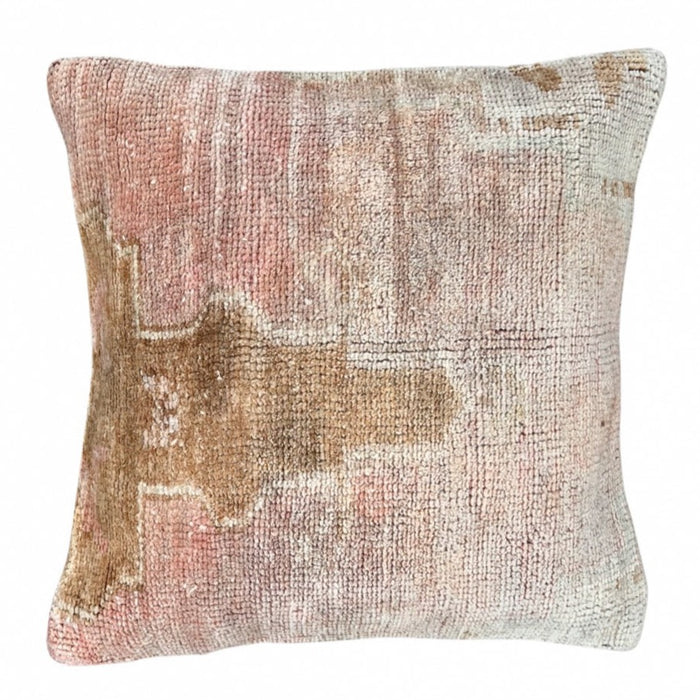 Handmade traditional Turkish oushak pillow cover made with vintage rugs 18x18 pastel