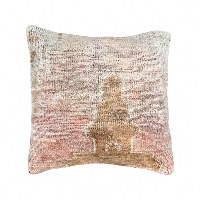 Handmade traditional Turkish oushak pillow cover made with vintage rugs 18x18 pastel