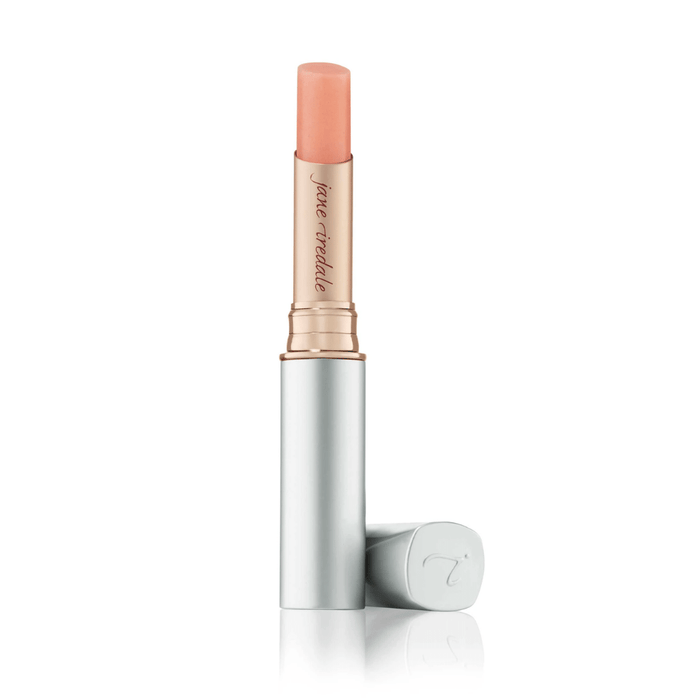 Just Kissed Lip And Cheek Stain | Jane Iredale in a soft peach shade with sleek silver and rose gold packaging, ideal for natural skincare and body care routines.