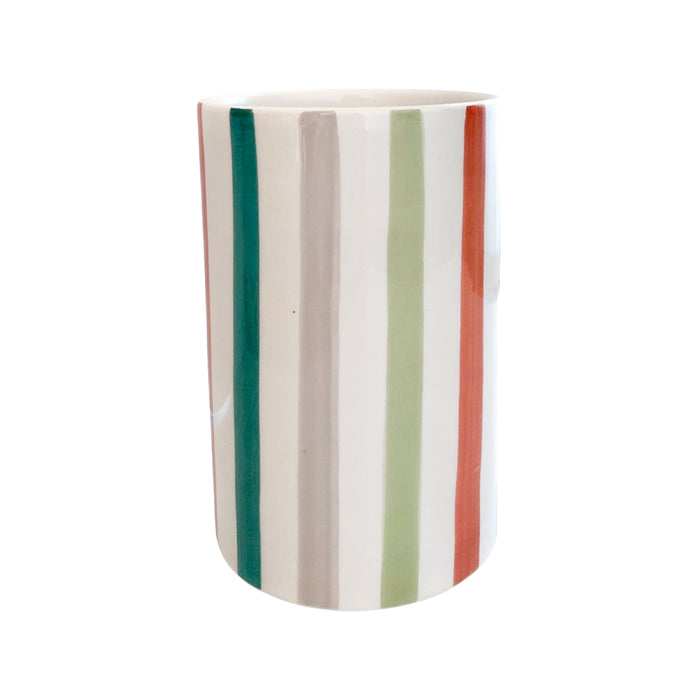 green gray gold stripe handmade moroccan ceramic vase