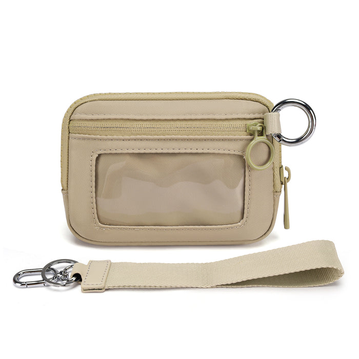 Khaki Mini Zippered Wristlet Wallet