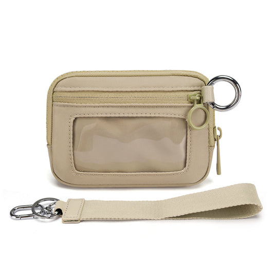 Khaki Mini Zippered Wristlet Wallet