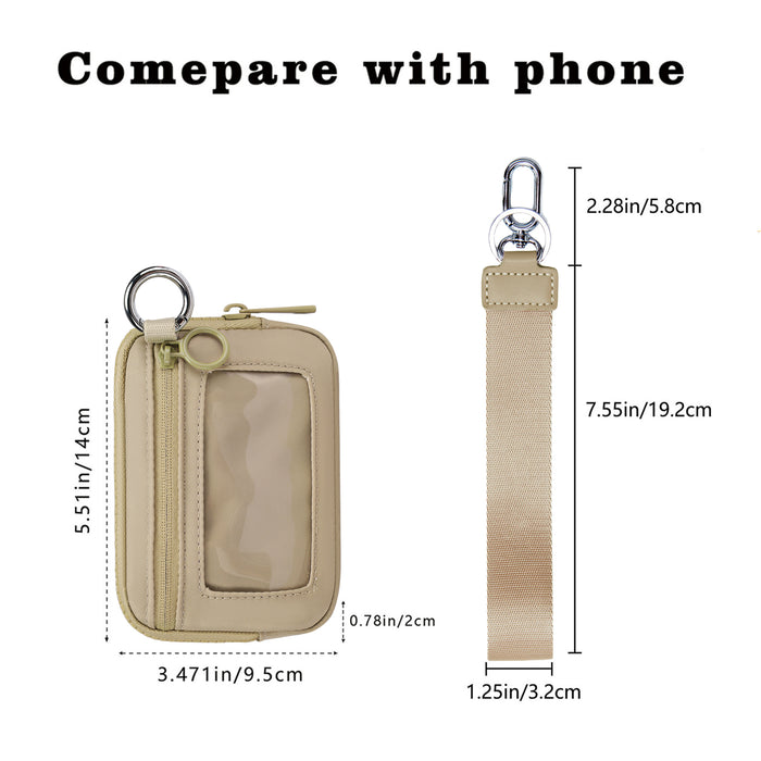 Khaki Mini Zippered Wristlet Wallet