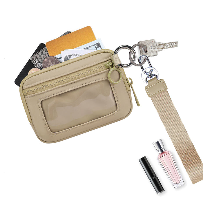 Khaki Mini Zippered Wristlet Wallet