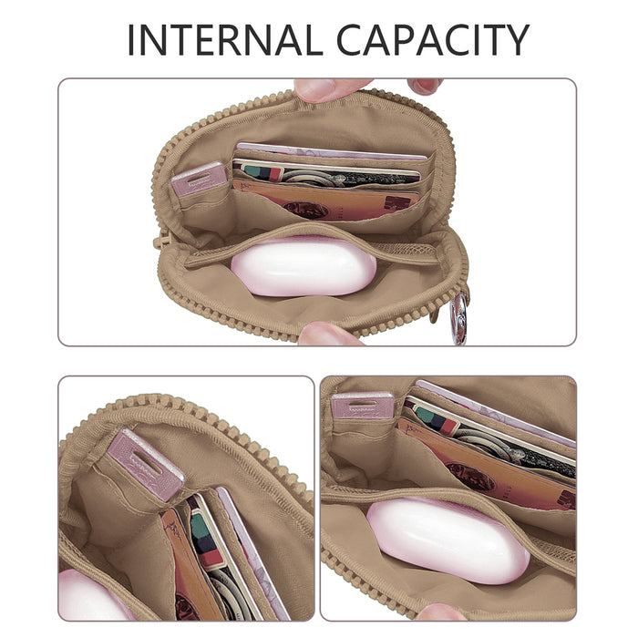 Khaki Mini Zippered Wristlet Wallet