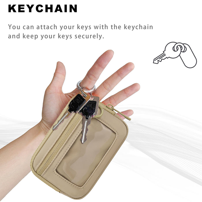 Khaki Mini Zippered Wristlet Wallet