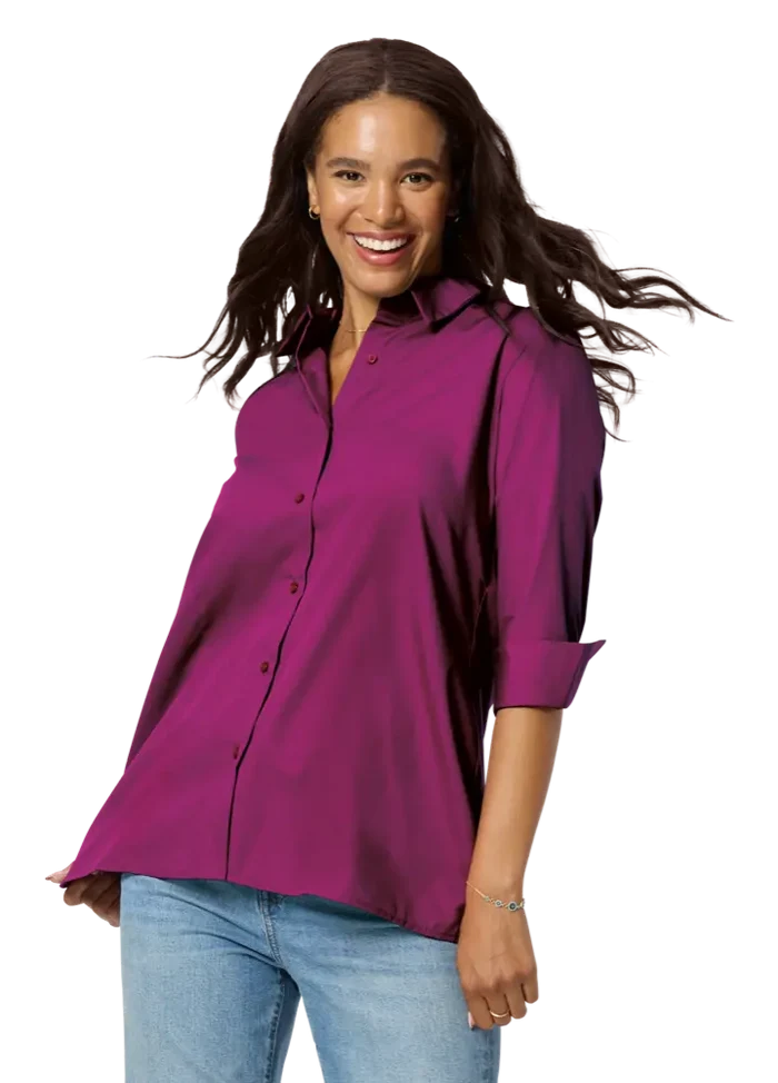 Ladies' 3/4 Sleeve Poplin Swing Shirt