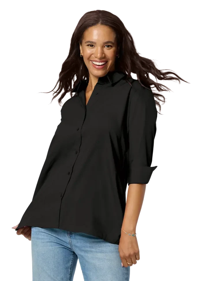 Ladies' 3/4 Sleeve Poplin Swing Shirt