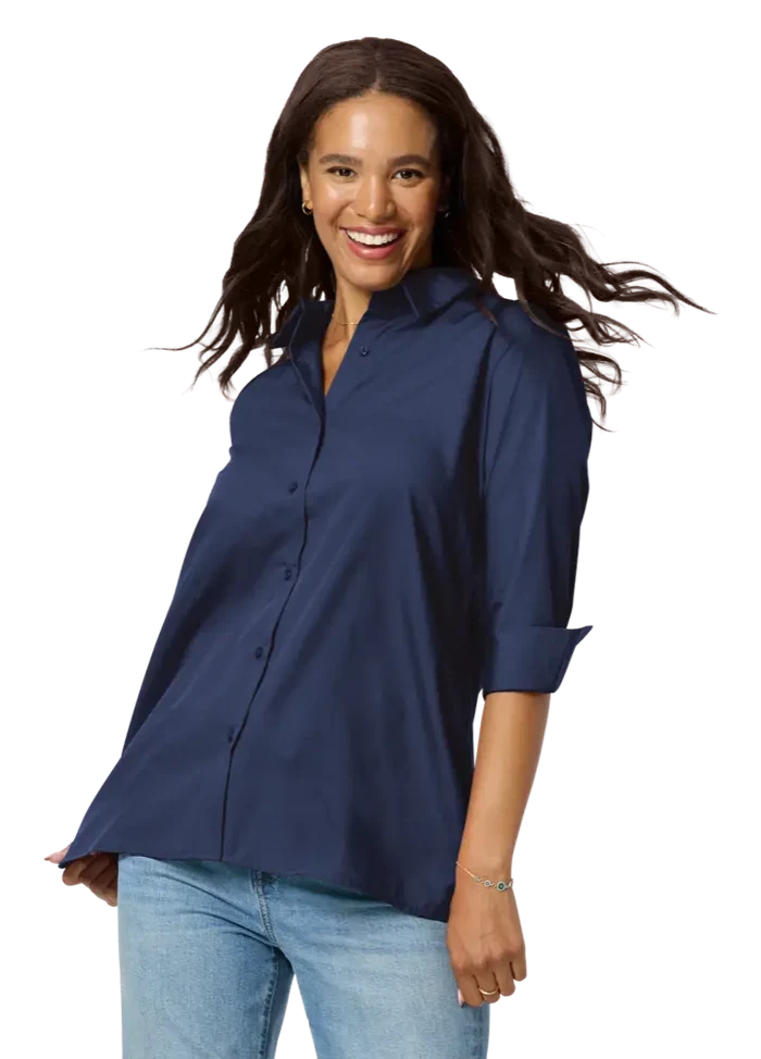 Ladies' 3/4 Sleeve Poplin Swing Shirt
