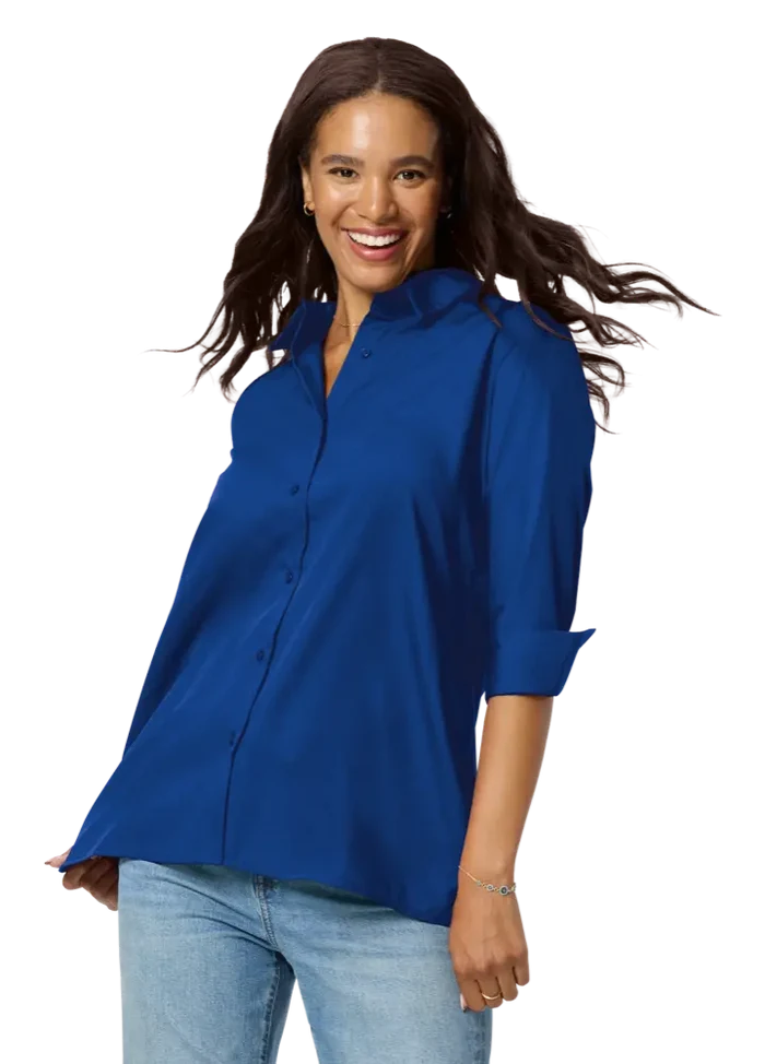 Ladies' 3/4 Sleeve Poplin Swing Shirt