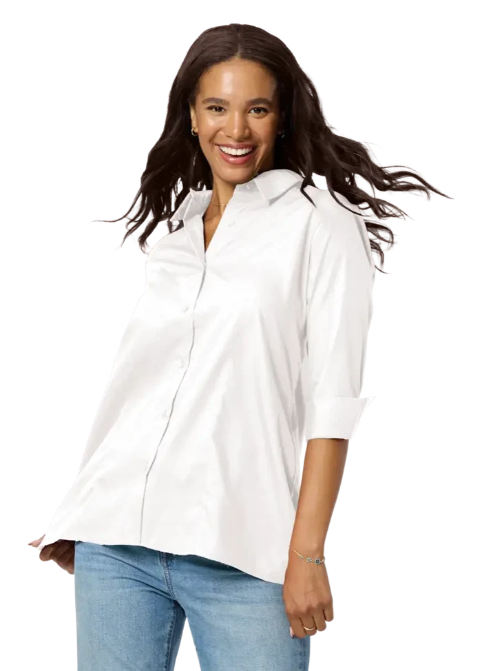 Ladies' 3/4 Sleeve Poplin Swing Shirt