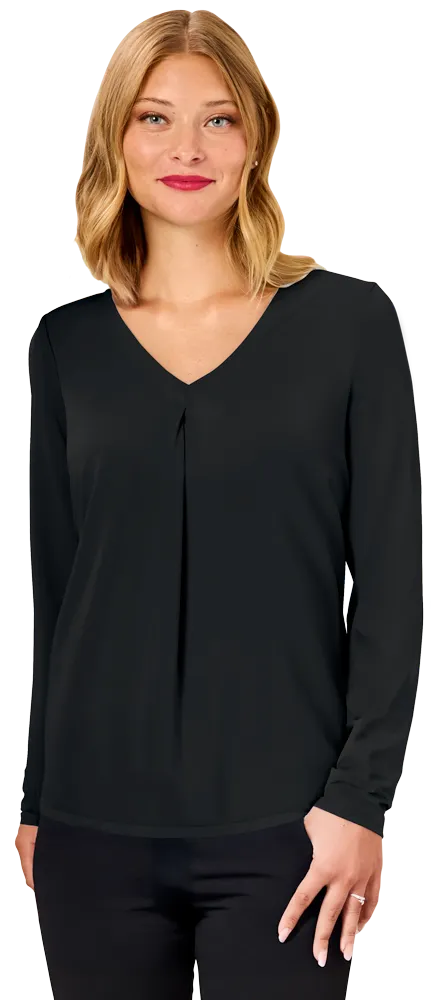 Ladies' Matte Jersey Pleated V-Neck