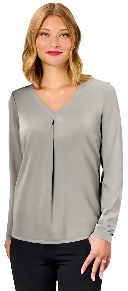 Ladies' Matte Jersey Pleated V-Neck